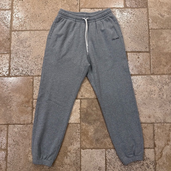 Celine x Hedi Slimane Embroidered Logo Grey Sweatpant Joggers